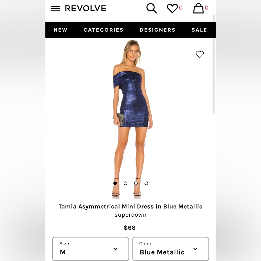 Tamia Asymmetrical Mini Dress in Blue Metallic